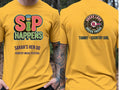 Personalised Country Weekender Unisex Tee — yellow tee, front and back view