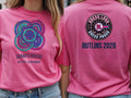Personalised We Love Ibiza Big Weekender Tee — azalea tee, front and back view