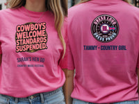 Personalised Country Weekender Unisex Tee — azalea tee, front and back view