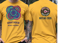 Personalised We Love Ibiza Big Weekender Tee — yellow tee, front and back view