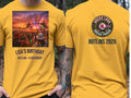 Personalised Back to 2000s Big Weekender Tee — yellow tee, front and back view