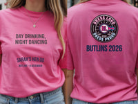 Personalised We Love Ibiza Big Weekender Tee — azalea tee, front and back view