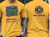 Personalised Country Weekender Tee — yellow tee, front and back view