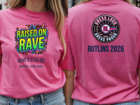 Personalised 90s Reloaded Big Weekender Tee — azalea tee, front and back view