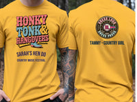 Personalised Country Weekender Unisex Tee — yellow tee, front and back view