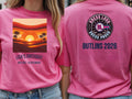 Personalised We Love the 70s Big Weekender Tee — azalea tee, front and back view