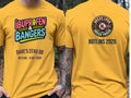 Personalised 90s Reloaded Big Weekender Tee — yellow tee, front and back view