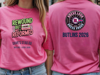 Personalised 90s Reloaded Big Weekender Tee — azalea tee, front and back view