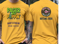 Personalised 90s Reloaded Big Weekender Tee — yellow tee, front and back view