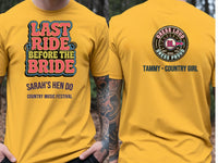 Personalised Country Weekender Unisex Tee — yellow tee, front and back view
