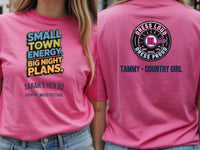 Personalised Country Weekender Unisex Tee — azalea tee, front and back view