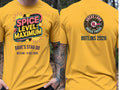 Personalised 90s Reloaded Big Weekender Tee — yellow tee, front and back view