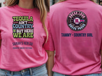 Personalised Country Weekender Unisex Tee — azalea tee, front and back view