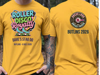 Personalised 90s Reloaded Big Weekender Tee — yellow tee, front and back view