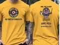 Personalised Weekender Unisex Tee — yellow tee, front and back view