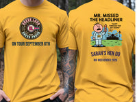 Personalised Weekender Unisex Tee — yellow tee, front and back view