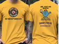 Personalised Weekender Unisex Tee — yellow tee, front and back view