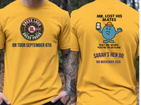 Personalised Weekender Unisex Tee — yellow tee, front and back view
