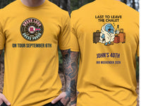 Personalised Weekender Unisex Tee — yellow tee, front and back view