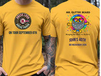 Personalised Weekender Unisex Tee — yellow tee, front and back view