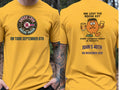 Personalised Weekender Unisex Tee — yellow tee, front and back view