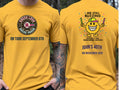 Personalised Weekender Unisex Tee — yellow tee, front and back view