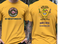 Personalised Weekender Unisex Tee — yellow tee, front and back view