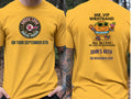 Personalised Weekender Unisex Tee — yellow tee, front and back view