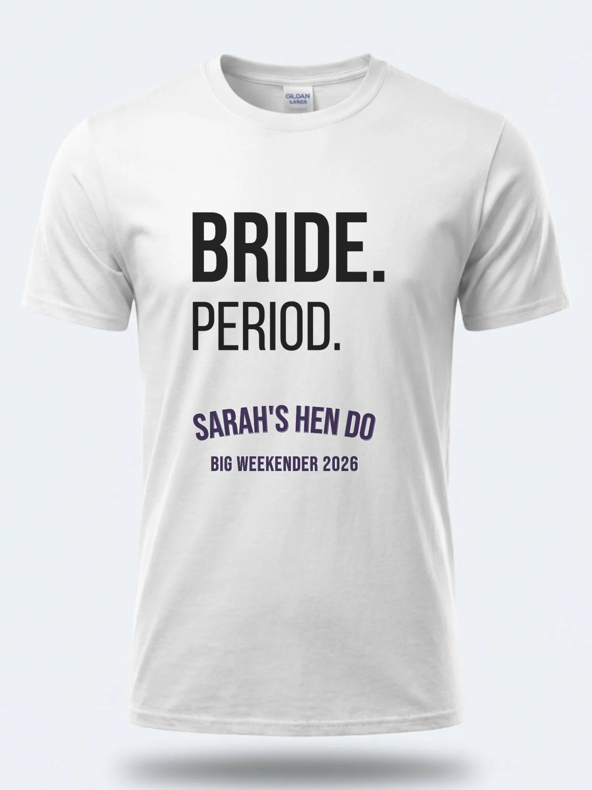 Personalised Weekender Unisex Tee — white tee, front view