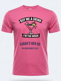 Personalised Weekender Unisex Tee — pink tee, front view