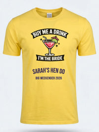 Personalised Weekender Unisex Tee — daisy yellow tee, front view