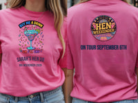 Personalised Weekender Unisex Tee — azalea tee, front and back view