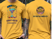 Personalised Weekender Unisex Tee — yellow tee, front and back view
