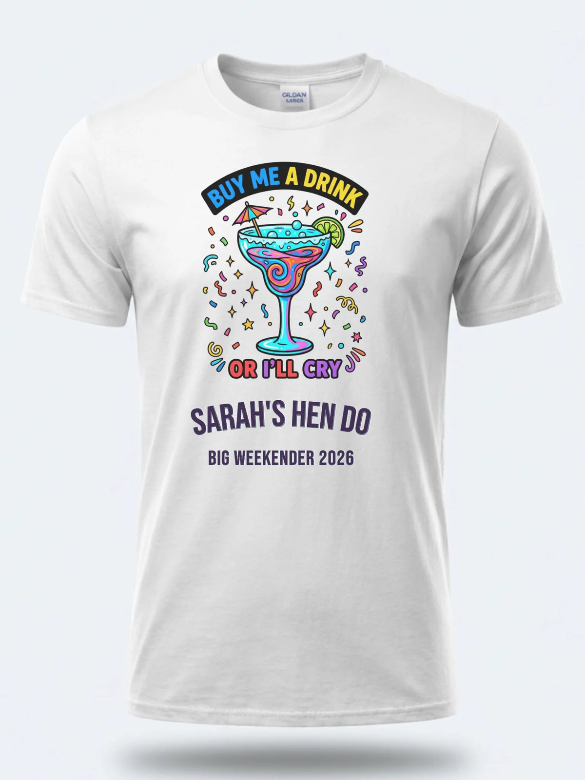 Personalised Weekender Unisex Tee — white tee, front view