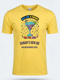 Personalised Weekender Unisex Tee — daisy yellow tee, front view