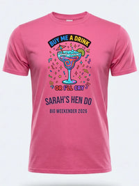 Personalised Weekender Unisex Tee — pink tee, front view