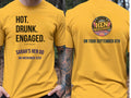 Personalised Weekender Unisex Tee — yellow tee, front and back view