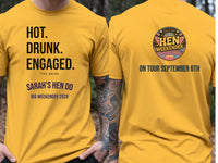 Personalised Weekender Unisex Tee — yellow tee, front and back view