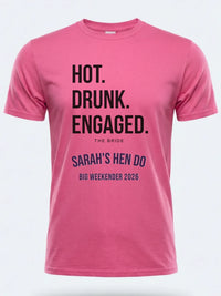 Personalised Weekender Unisex Tee — pink tee, front view