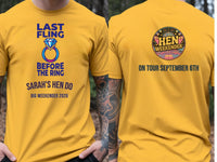 Personalised Weekender Unisex Tee — yellow tee, front and back view