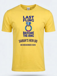 Personalised Weekender Unisex Tee — daisy yellow tee, front view