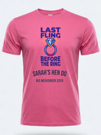 Personalised Weekender Unisex Tee — pink tee, front view