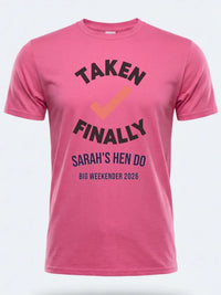Personalised Weekender Unisex Tee — pink tee, front view