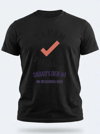 Personalised Weekender Unisex Tee — black tee, front view