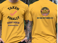 Personalised Weekender Unisex Tee — yellow tee, front and back view