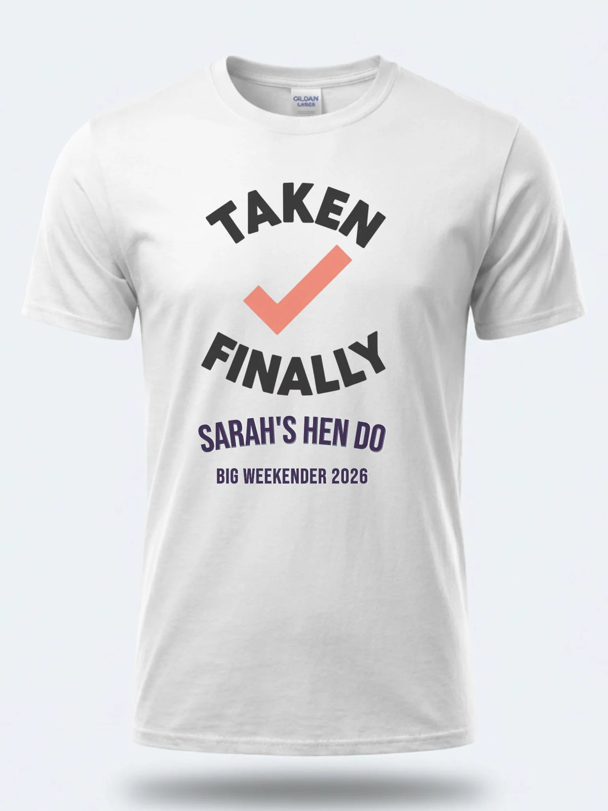 Personalised Weekender Unisex Tee — white tee, front view