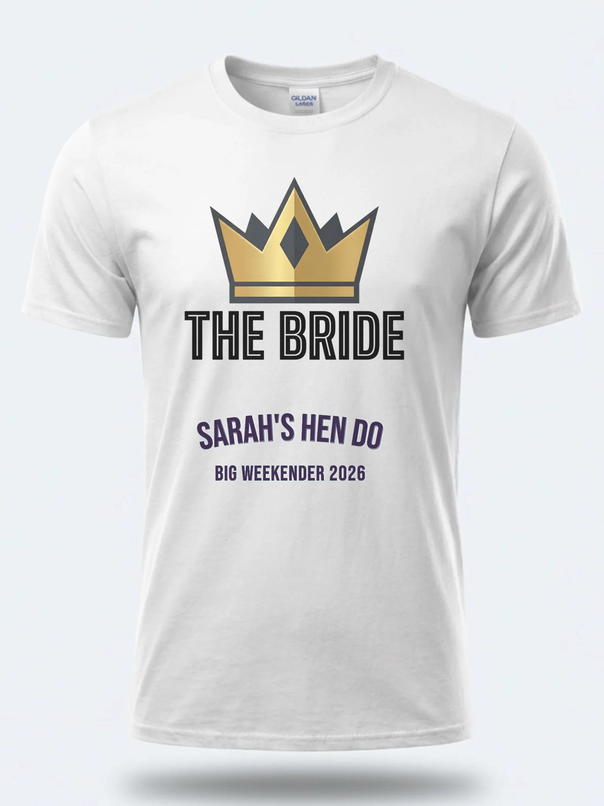 Personalised Weekender Unisex Tee — white tee, front view