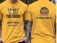 Personalised Weekender Unisex Tee — yellow tee, front and back view