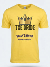 Personalised Weekender Unisex Tee — daisy yellow tee, front view