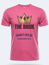 Personalised Weekender Unisex Tee — pink tee, front view